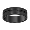 Stainless Steel Black-tone Mens Cable Inlay Comfort-Fit Wedding Band 8mm