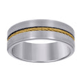 Stainless Steel Yellow-tone Mens Cable Inlay Comfort-Fit Wedding Band 8mm Size 9