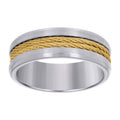 Stainless Steel Yellow-tone Mens Cable Inlay Comfort-Fit Wedding Band 8mm