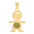 10K Yellow Gold Mens Green Cubic-Zirconia Boy August Birthstone Charm Pendant