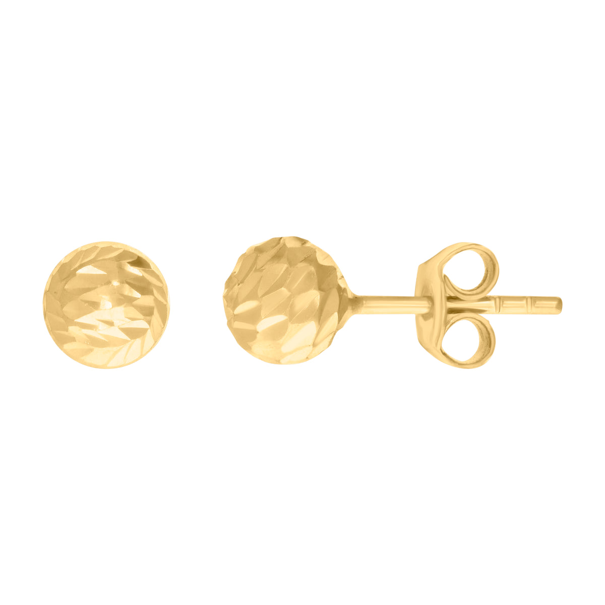14K Gold D/C Ball-Stud Earrings 6mm
