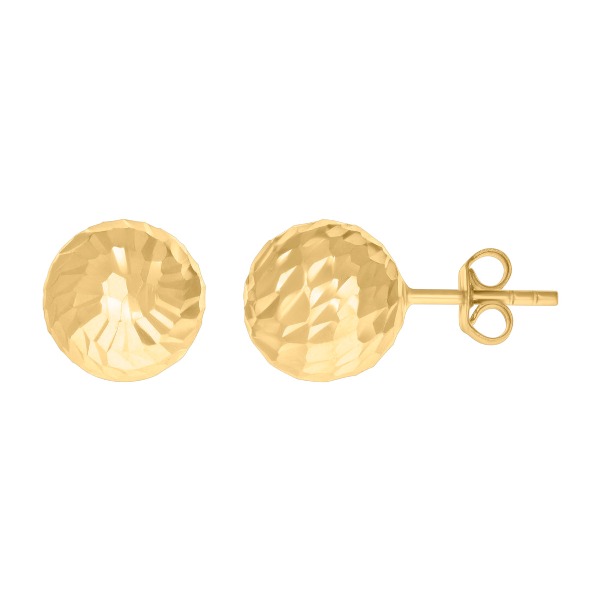 14K Gold D/C Ball-Stud Earrings 10mm
