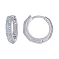 925 Sterling Silver Womens Cubic-Zirconia Fashion Hoop Huggies Earrings