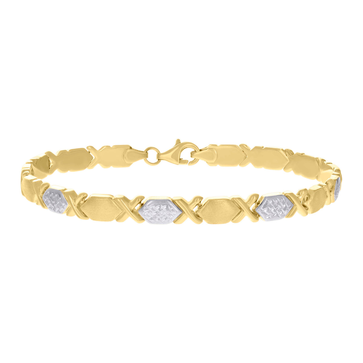 10K Two-tone Gold Womens Stampato Bracelet Size 8 Inches
