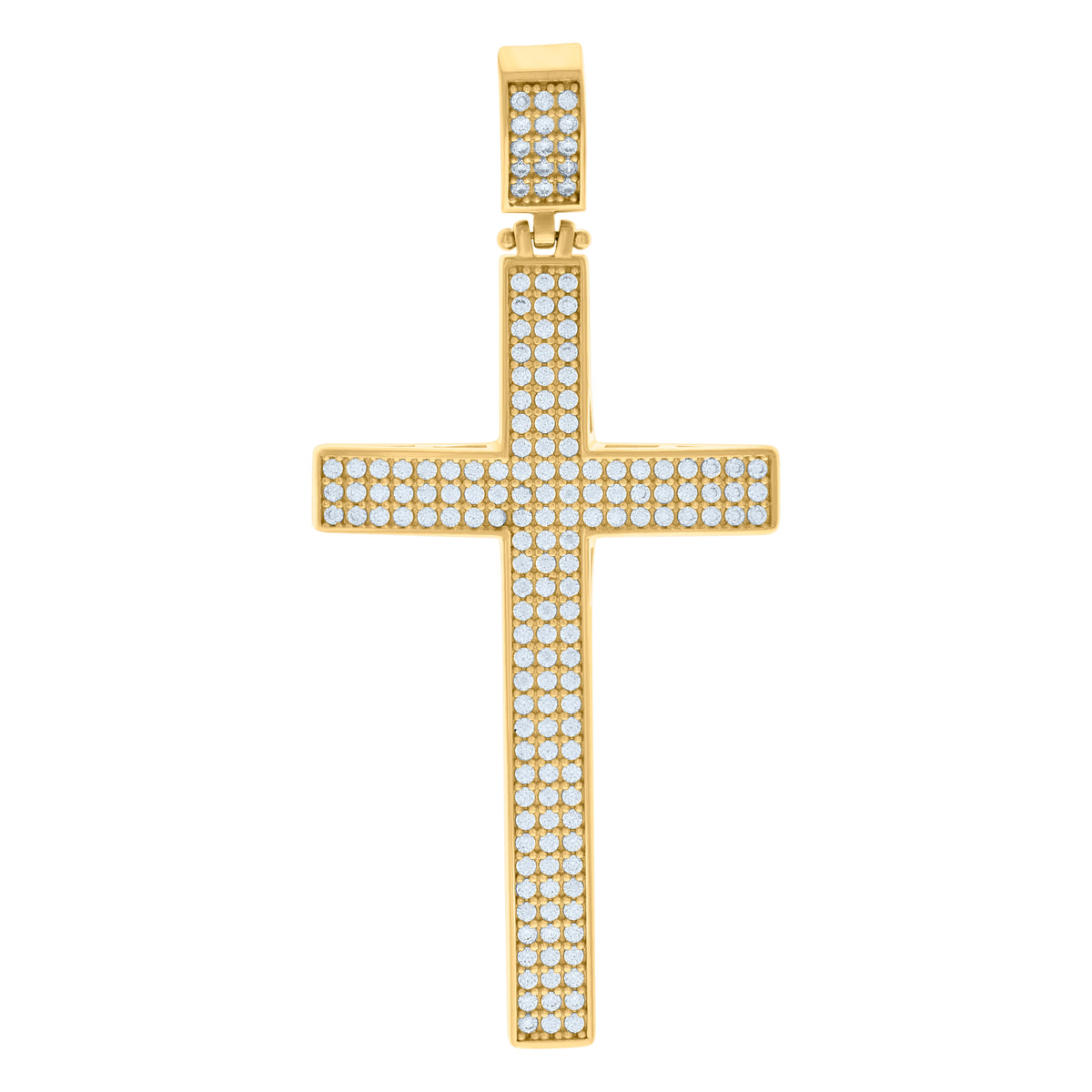 10K Yellow Gold Mens Cubic-Zirconia Cross Religious Charm Pendant