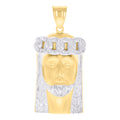 10K Two-tone Gold Mens Jesus Religious Charm Pendant