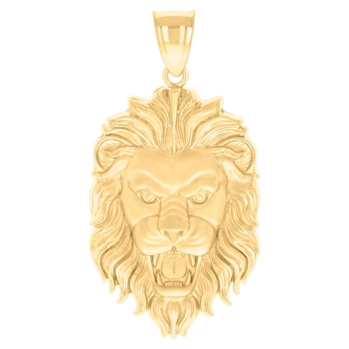 10K Yellow Gold Mens Leo/Lion Head Animal Wildlife Charm Pendant