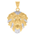 10K Two-tone Gold Mens Cubic-Zirconia Leo/Lion Head Zodiac Sign/Wildlife Charm Pendant