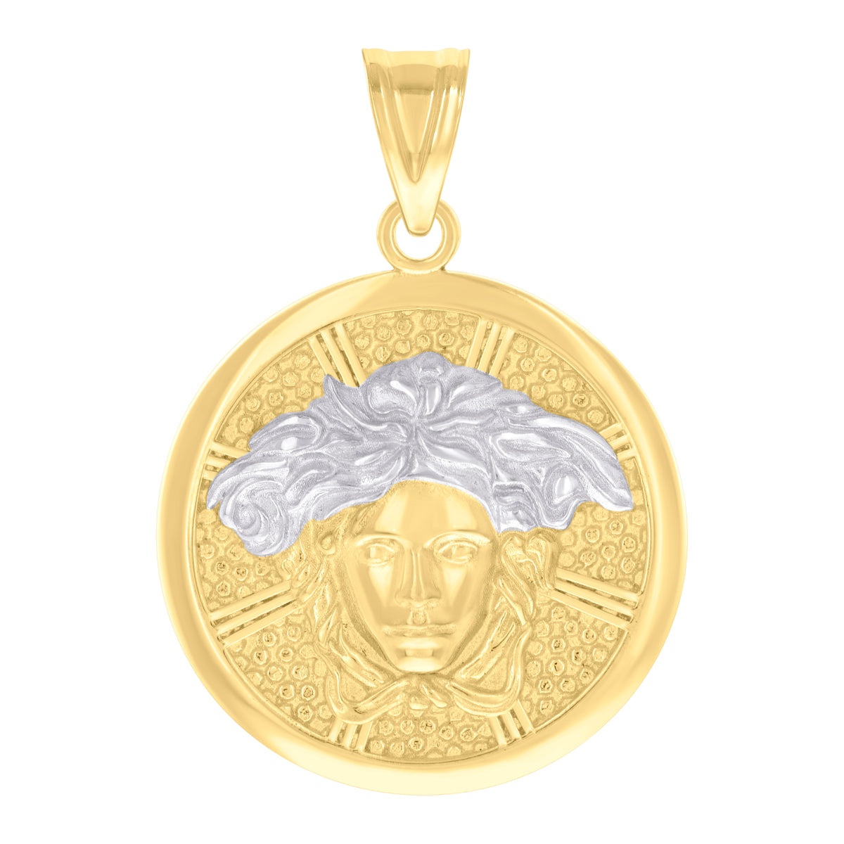 10K Two-tone Gold Unisex Medusa Egyptian Fashion Charm Pendant