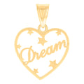 10K Yellow Gold Womens Dream Heart Charm Pendant