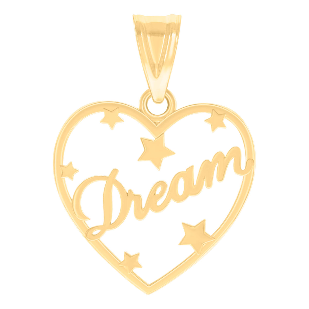 10K Yellow Gold Womens Dream Heart Charm Pendant