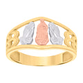 10K Tri-Color Gold Womens Guadalupe Praying Hands Symbol Religious Ring