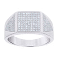925 Sterling Silver Mens Cubic-Zirconia Square Head Fashion Ring Size 9