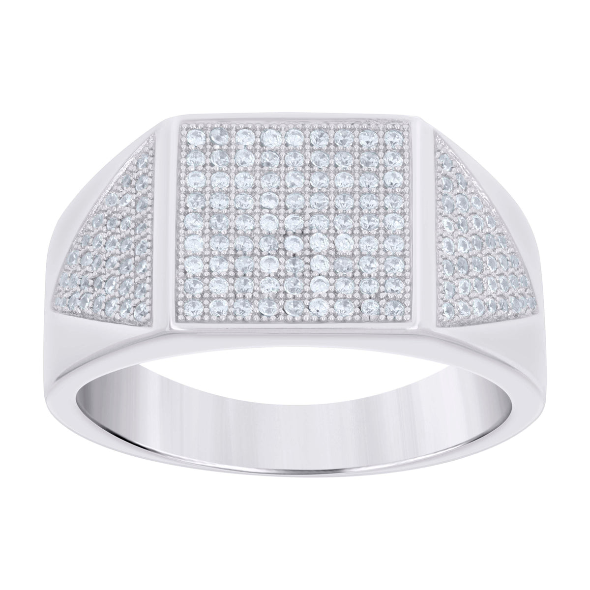 925 Sterling Silver Mens Cubic-Zirconia Square Head Fashion Ring Size 9