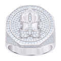 925 Sterling Silver Mens Cubic-Zirconia Praying Hands Symbol Religious Ring Size 11