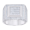 925 Sterling Silver Mens Cubic-Zirconia Square Head Fashion Ring