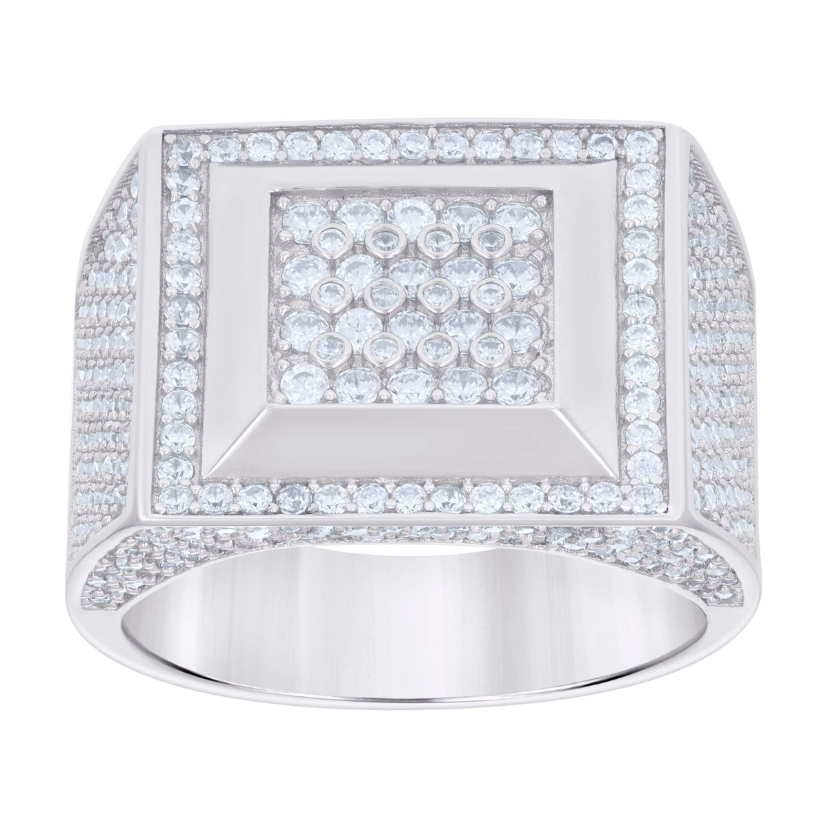 925 Sterling Silver Mens Cubic-Zirconia Square Head Fashion Ring