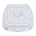 925 Sterling Silver Mens Cubic-Zirconia Square Head Fashion Ring