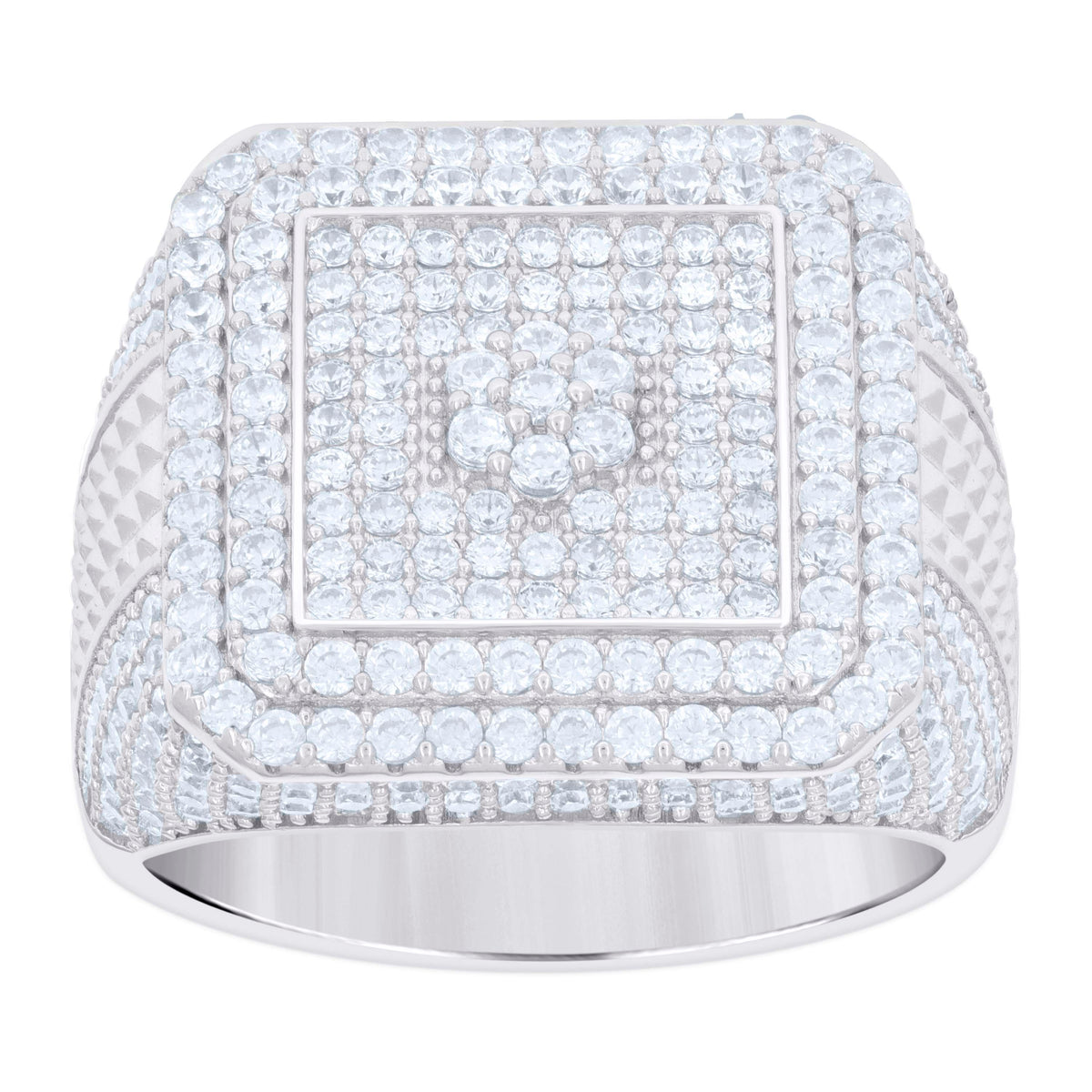 925 Sterling Silver Mens Cubic-Zirconia Square Head Fashion Ring