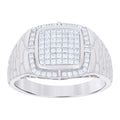 925 Sterling Silver Mens Cubic-Zirconia Square Head Fashion Ring Size 12