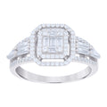 925 Sterling Silver Womens Baguette Round Cubic-Zirconia Octagon Head Fashion Ring Size 7