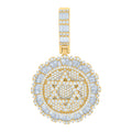 925 Sterling Silver Yellow-tone Mens Baguette Round Cubic-Zirconia Star Of David Symbol Religious Pendant