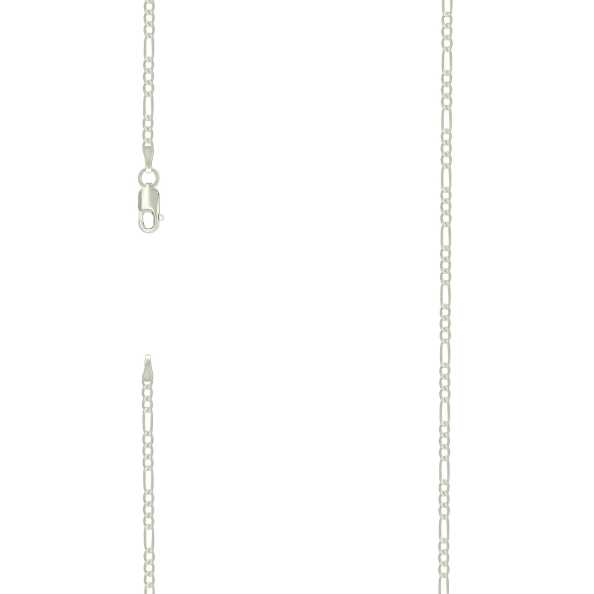 925 Silver Super Flat Figaro Chain 2.3mm-8"