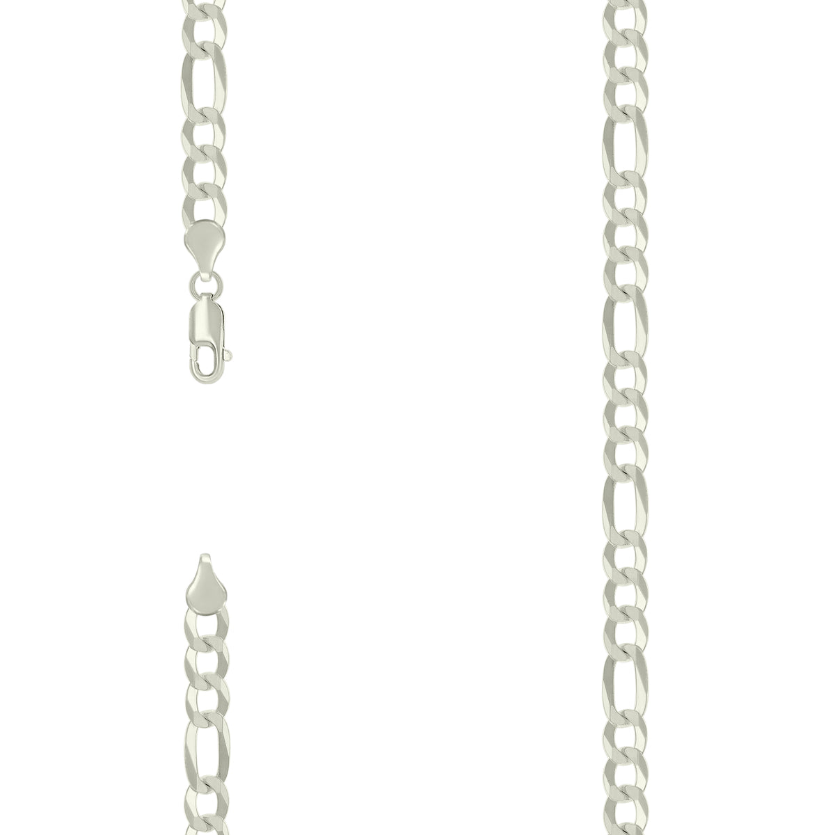 925 Silver Super Flat Figaro Chain 6.6mm-9"