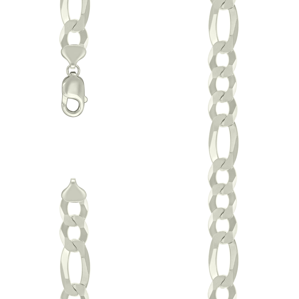 925 Silver Super Flat Figaro Chain 12mm-20"