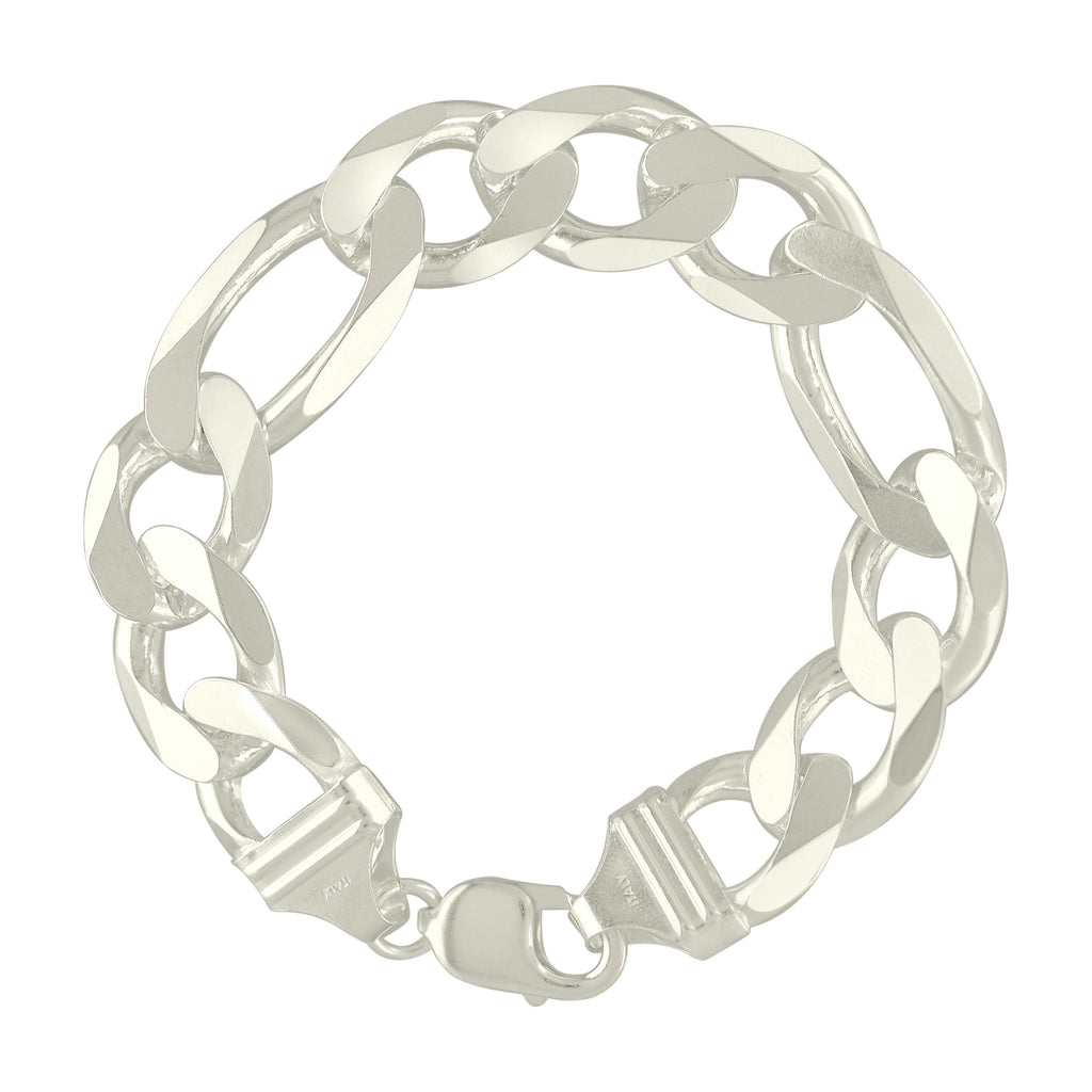 925 Silver Solid Classic Figaro 14.0mm-8"