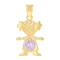 10K Yellow Gold Womens Purple Cubic-Zirconia Girl Birthstone Baby Charm Pendant