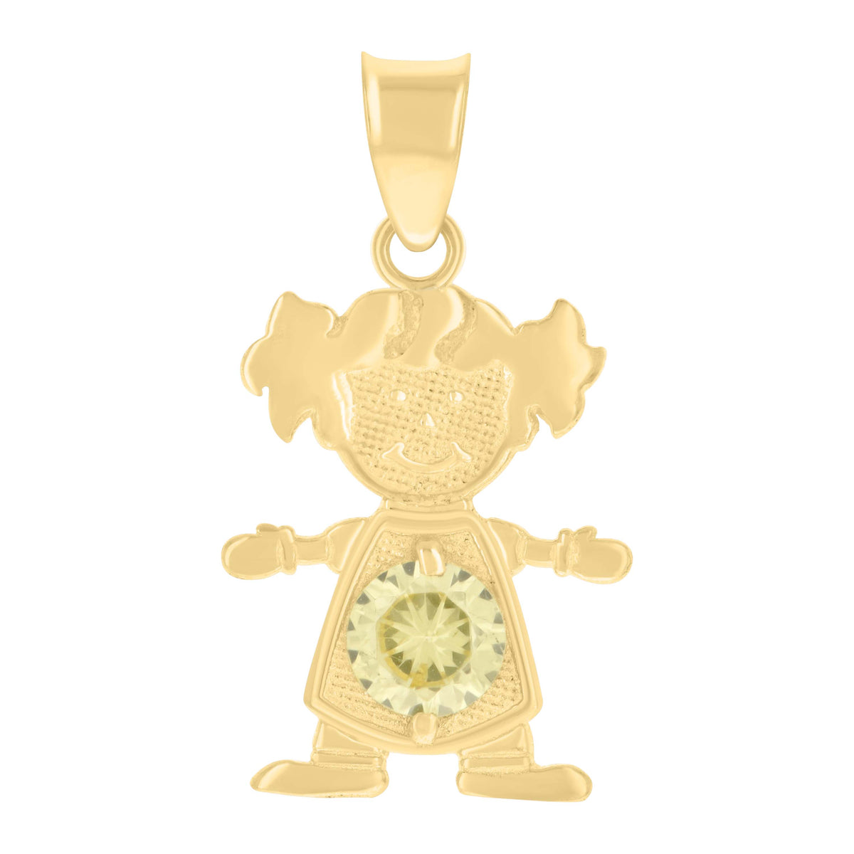 10K Yellow Gold Womens Green Cubic-Zirconia Girl Birthstone Baby Charm Pendant