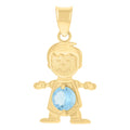 10K Yellow Gold Mens Blue Cubic-Zirconia Boy Birthstone Baby Charm Pendant