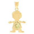 10K Yellow Gold Mens Green Cubic-Zirconia Boy Birthstone Baby Charm Pendant