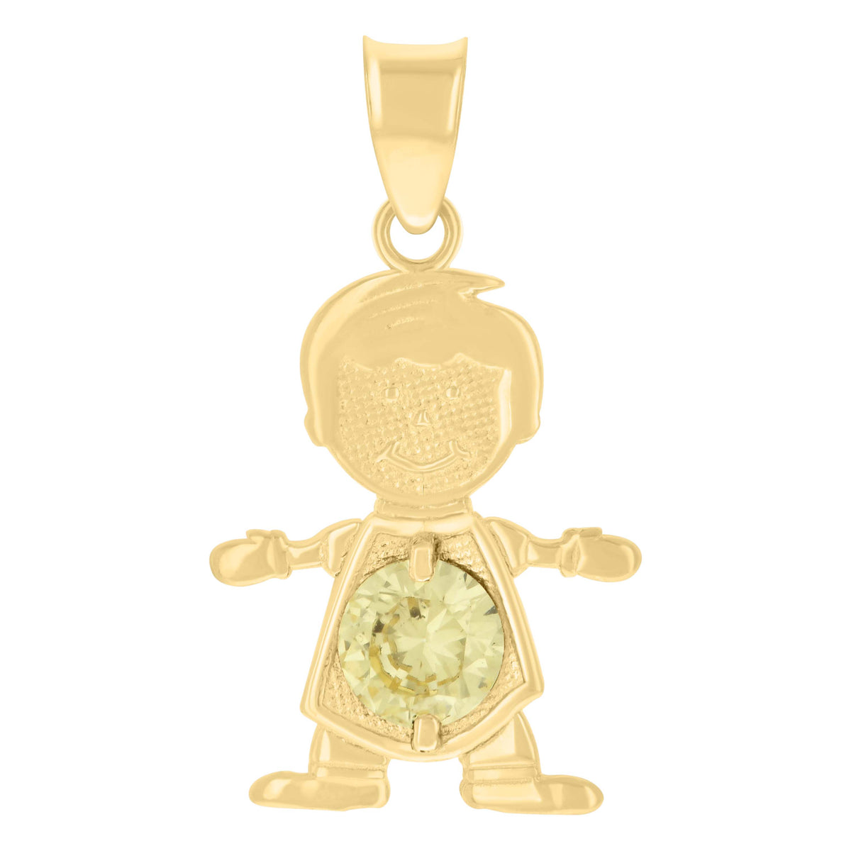 10K Yellow Gold Mens Green Cubic-Zirconia Boy Birthstone Baby Charm Pendant
