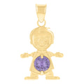 10K Yellow Gold Mens Purple Cubic-Zirconia Boy Birthstone Baby Charm Pendant