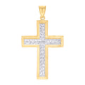 10K Two-tone Gold Mens Cross Religious Pendant