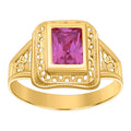10K Yellow Gold Womens Pink Emerald-cut Cubic-Zirconia July Birthstone Ring