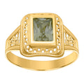 10K Yellow Gold Womens Green Emerald-cut Cubic-Zirconia August Birthstone Ring