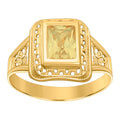 10K Yellow Gold Womens Yellow Emerald-cut Cubic-Zirconia November Birthstone Ring
