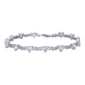 925 Sterling Silver Womens Heart Round Cubic-Zirconia Heart Tennis Bracelet