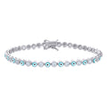 925 Sterling Silver Womens Cubic-Zirconia Evil Eye Good Luck Fashion Link Bracelet 7.25