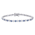 925 Sterling Silver Womens Cubic-Zirconia Evil Eye Good Luck Fashion Link Bracelet 7.25