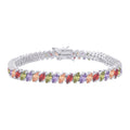 925 Sterling Silver Womens Multi-Color White Marquise Cubic-Zirconia Fashion Link Bracelet 7