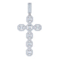 925 Sterling Silver Mens Baguette Round Cubic-Zirconia Cross Religious Charm Pendant