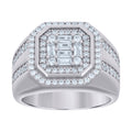 925 Sterling Silver Mens Baguette Round Cubic-Zirconia Octagon Head Fashion Ring