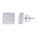 925 Sterling Silver Womens Cubic-Zirconia Nugget Square Stud Earrings