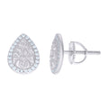 925 Sterling Silver Womens Cubic-Zirconia Nugget Teardrop Stud Earrings