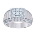 925 Sterling Silver Mens Baguette Round Cubic-Zirconia Fashion Ring Size 7