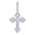 925 Sterling Silver Mens Baguette Round Cubic-Zirconia Cross Religious Charm Pendant